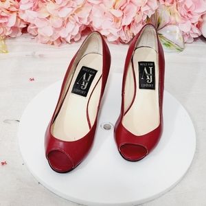 Aj Valenci open-toe Red/Black Wedge Heel Size: 6.5W